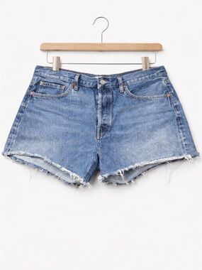 AGOLDE Parker Long Denim Shorts Size 32 High Rise Cutoff Distressed